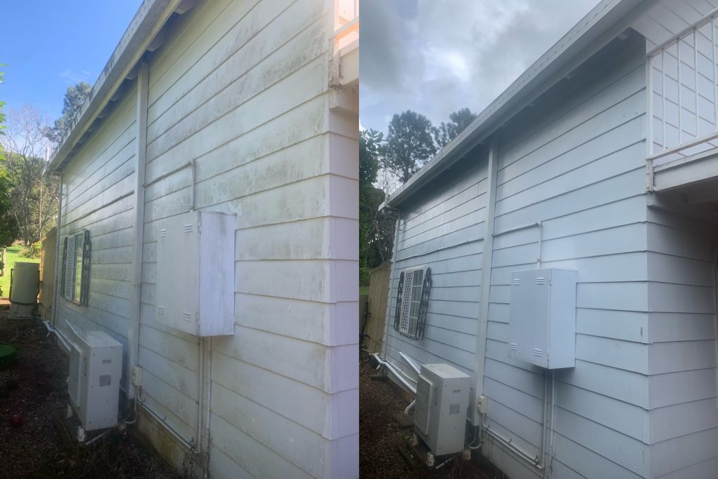 before and after an exterior clean from A Plus Pressure Washing