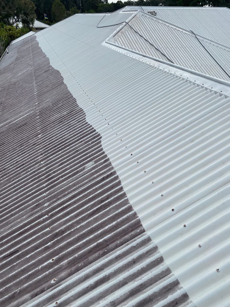 before and after roof cleaning in Sunshine Coast